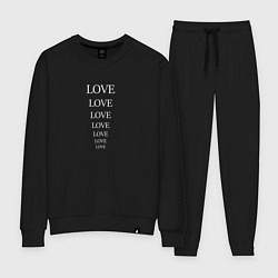 Костюм хлопковый женский Надпись love, цвет: черный