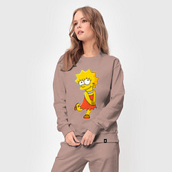 Костюм хлопковый женский Lisa Simpson, цвет: пыльно-розовый — фото 2