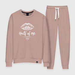 Костюм хлопковый женский Женские губы, цвет: пыльно-розовый