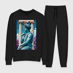 Костюм хлопковый женский Античный персонаж на фоне колонн, цвет: черный