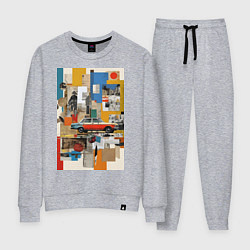 Костюм хлопковый женский Плакат с ретро автомобилем, цвет: меланж