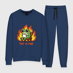 Костюм хлопковый женский Frog - this is fine, цвет: тёмно-синий