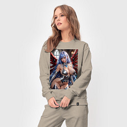 Костюм хлопковый женский Девушка с кибернетическими крыльями, цвет: миндальный — фото 2