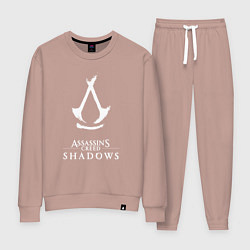 Костюм хлопковый женский Assassins creed - shadows white, цвет: пыльно-розовый