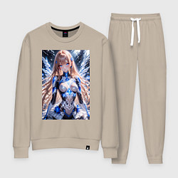Костюм хлопковый женский Девушка с кибернетическими крыльями, цвет: миндальный