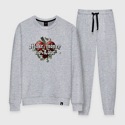 Костюм хлопковый женский Make money no love, цвет: меланж