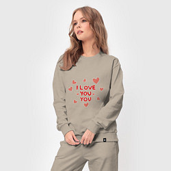 Костюм хлопковый женский I love, цвет: миндальный — фото 2