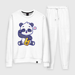 Костюм хлопковый женский Cute panda, цвет: белый