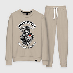 Костюм хлопковый женский Сыны анархии - logo, цвет: миндальный