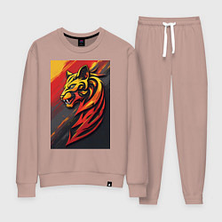 Костюм хлопковый женский Леопард в огненном вихре, цвет: пыльно-розовый