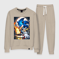 Костюм хлопковый женский Соник супер удар, цвет: миндальный