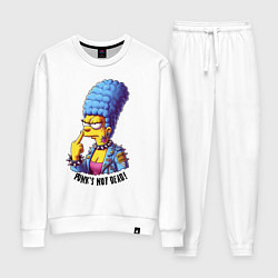 Костюм хлопковый женский Marge Simpson - punks not dead motto, цвет: белый