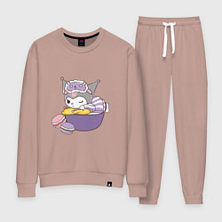 Костюм хлопковый женский Куроми с макарунами, цвет: пыльно-розовый