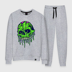 Костюм хлопковый женский Green skull, цвет: меланж