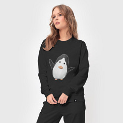 Костюм хлопковый женский Cartoon penguin, цвет: черный — фото 2