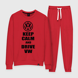 Костюм хлопковый женский Keep Calm & Drive VW, цвет: красный