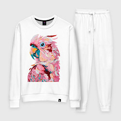 Костюм хлопковый женский Розовый попугай, цвет: белый