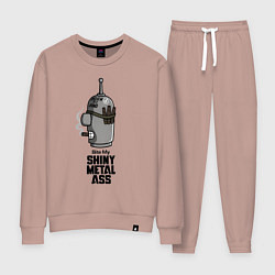 Костюм хлопковый женский Бендер - укуси мой металлический зад, цвет: пыльно-розовый