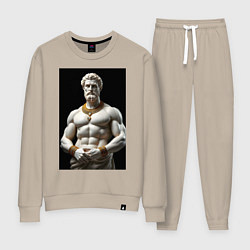 Костюм хлопковый женский Античный герой с цепочкой, цвет: миндальный