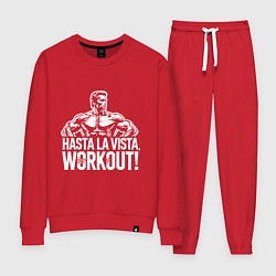 Костюм хлопковый женский Arnold - hasta la vista workout, цвет: красный