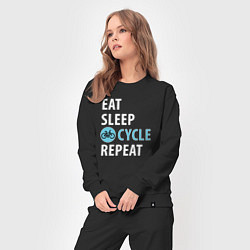 Костюм хлопковый женский Еда сон велик, цвет: черный — фото 2