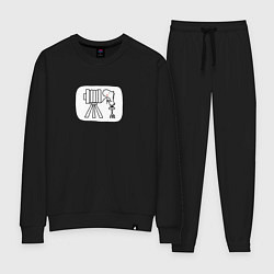 Костюм хлопковый женский Старый фотоаппарат, цвет: черный