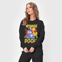 Костюм хлопковый женский Winnie Pooh hugs, цвет: черный — фото 2