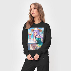 Костюм хлопковый женский Девушка-пони кушает мороженое, цвет: черный — фото 2