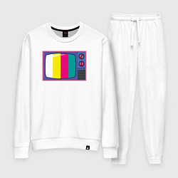 Костюм хлопковый женский Ретро телевизор, цвет: белый