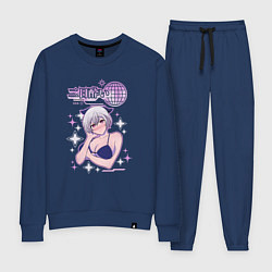 Костюм хлопковый женский Futsukayoi,Y2K стиль, цвет: тёмно-синий