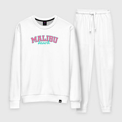 Костюм хлопковый женский Malibu Beach text, цвет: белый