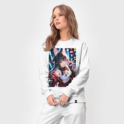 Костюм хлопковый женский Озорная кошка-самурай, цвет: белый — фото 2