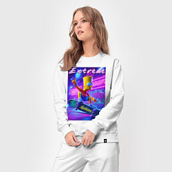 Костюм хлопковый женский Bart Simpson on a skateboard - extreme ai art, цвет: белый — фото 2