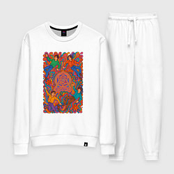 Костюм хлопковый женский Astro психоделический рисунок, цвет: белый