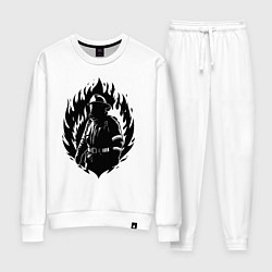 Костюм хлопковый женский Пожарный в огне, цвет: белый