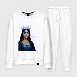 Костюм хлопковый женский Билли Айлиш с короной, цвет: белый