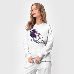 Костюм хлопковый женский Супер космонавт в полёте, цвет: белый — фото 2