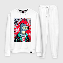 Костюм хлопковый женский Бендер панк - граффити, цвет: белый