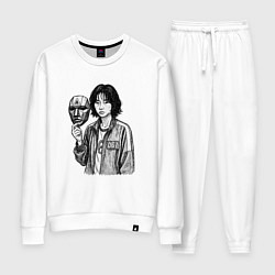 Костюм хлопковый женский Игра в кальмара 067 с маской, цвет: белый