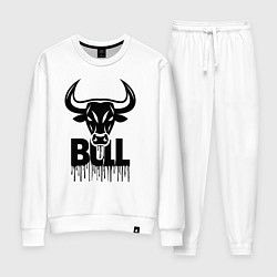 Костюм хлопковый женский Черный бык с петекшей краской, цвет: белый