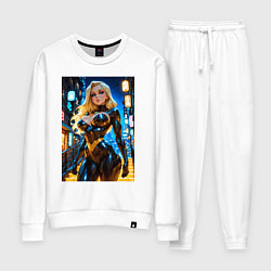 Костюм хлопковый женский Черная Канарейка на улице, цвет: белый