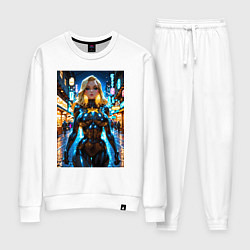 Костюм хлопковый женский Черная Канарейка на улице, цвет: белый