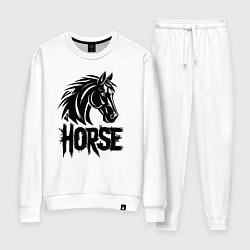 Костюм хлопковый женский Черная лошадь граффити, цвет: белый