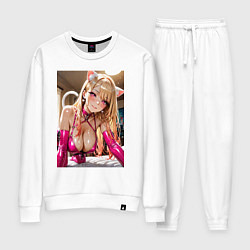 Костюм хлопковый женский Марин Китагава наряде гламурной кошечки, цвет: белый