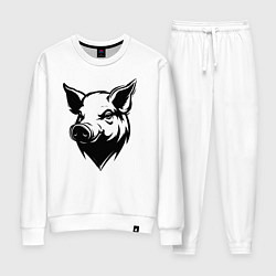 Костюм хлопковый женский Свиная голова, цвет: белый