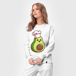 Костюм хлопковый женский Повар авокадо, цвет: белый — фото 2