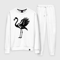 Костюм хлопковый женский Черный фламинго с крыльями, цвет: белый