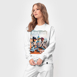 Костюм хлопковый женский Бендер с двумя подругами на летнем пляже, цвет: белый — фото 2