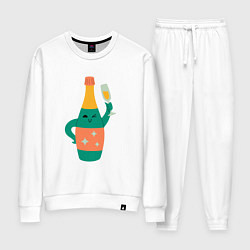 Костюм хлопковый женский Бутылка шампанского, цвет: белый
