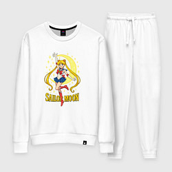 Костюм хлопковый женский Sailor Moon на фоне луны, цвет: белый